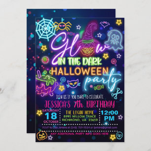 Invitation Lumière dans l'obscurité Halloween Anniversaire In