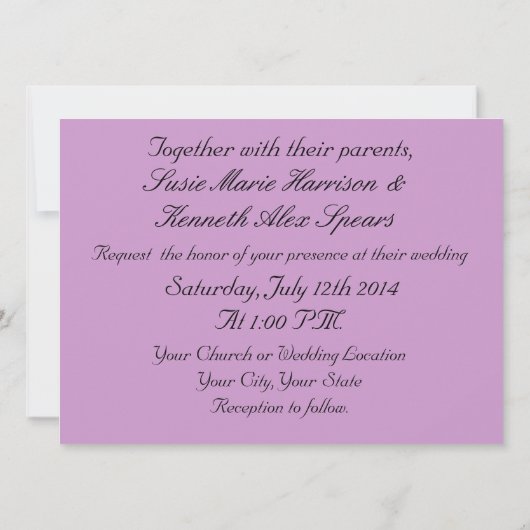 Invitation Lumière de bougie (Dos)