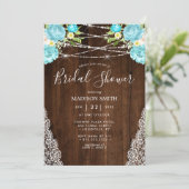 Invitation Lumière de corde rustique Aqua Mint Fleurale pour (Debout devant)
