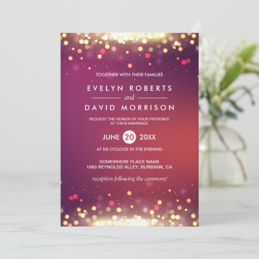 Invitation Lumière de flambage or Mariage officiel (Debout devant)