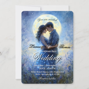 Invitation Lumière de la lune Mariage Celestin Love Thème Cie