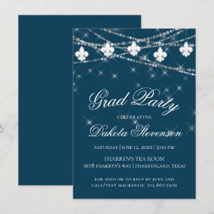 Invitation Lumière de la Marine Bleue Fleur de Lis Graduati