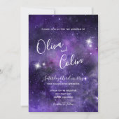 Invitation Lumière de nuit romantique violette avec RSVP (Devant)