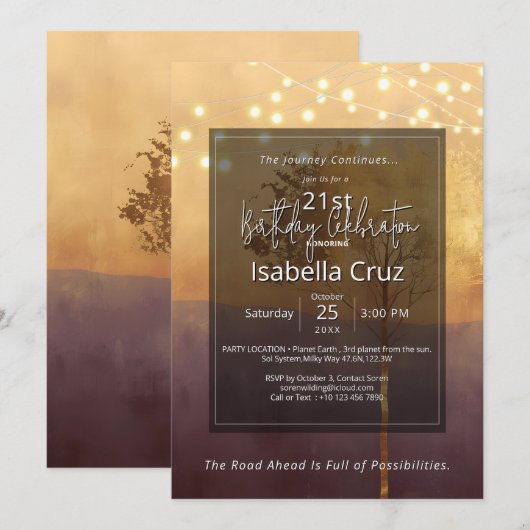 Invitation Lumière Debout | Design Minimaliste (Devant / Derrière)