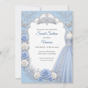 Invitation Lumière d'hiver Blue Princess Sweet 16