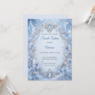 Invitation Lumière d'hiver Blue Princess Sweet 16