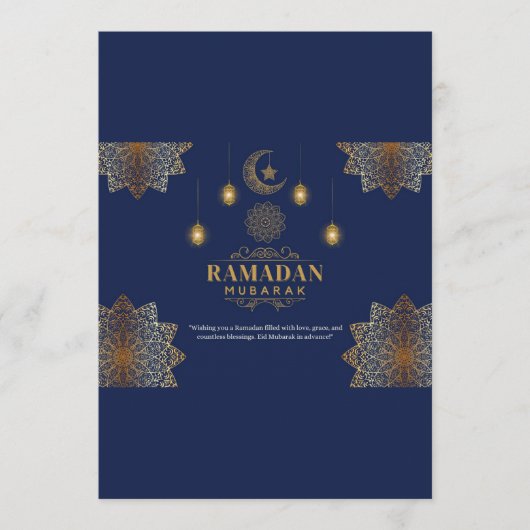 Invitation Lumière élégante de lanterne : Message de Ramadan (Devant)