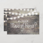 Invitation Lumière en bois rustique de ficelle vous serez ma (Devant / Derrière)