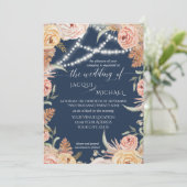 Invitation Lumière floue rose pâle de la marine Pampas (Debout devant)