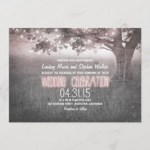 Invitation lumière gris rose poussiéreuse mariage d'arbre