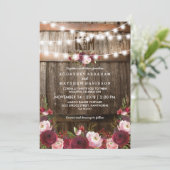 Invitation Lumière guirlande florale de Bourgogne rustique po (Debout devant)