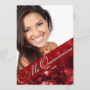 Invitation Lumière magique Photo Quinceanera - rouge