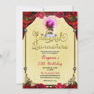 Invitation Lumière Magique Rose Jaune Or Quinceañera 15ème
