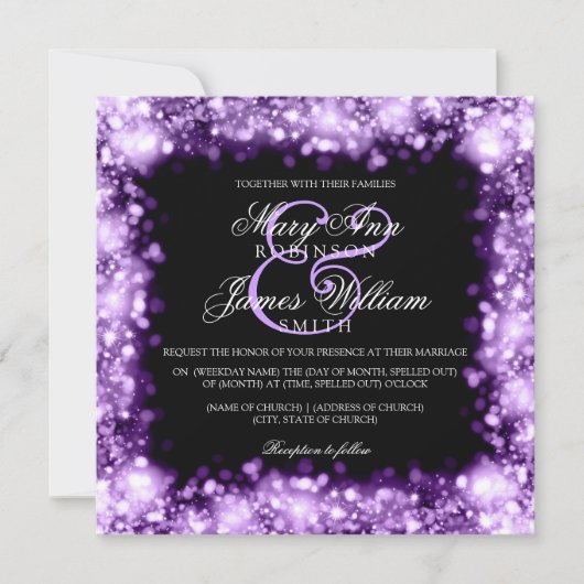 Invitation Lumière Mariage pourpre (Devant)