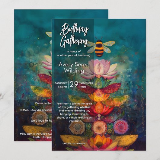 Invitation Lumière rassemblée | Conception d'abeille (Devant / Derrière)