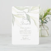 Invitation Lumière Sage Moderne Botanique Baby shower Moderne (Debout devant)