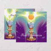 Invitation LUMIÈRE SPIRITUELLE 1ère Communion sainte / Christ (Devant / Derrière)