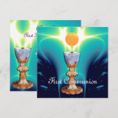 Invitation LUMIÈRE SPIRITUELLE 1ère Communion sainte / Christ (Devant / Derrière)