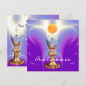 Invitation LUMIÈRE SPIRITUELLE 1ère Communion sainte / Christ (Devant / Derrière)