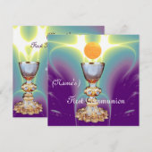 Invitation LUMIÈRE SPIRITUELLE 1ère Communion sainte / Christ (Devant / Derrière)