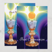 Invitation LUMIÈRE SPIRITUELLE 1ère Communion sainte / Christ (Devant / Derrière)