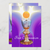 Invitation LUMIÈRE SPIRITUELLE 1ère Communion sainte / Christ (Devant / Derrière)