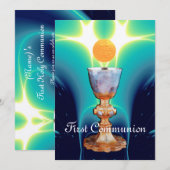 Invitation LUMIÈRE SPIRITUELLE 1ère Communion sainte / Christ (Devant / Derrière)