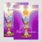 Invitation LUMIÈRE SPIRITUELLE 1ère Communion sainte / Christ (Devant / Derrière)