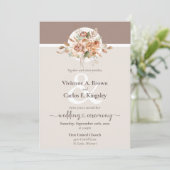 Invitation Lumière Terre tonale Floral Rustique Boho Mariage  (Debout devant)