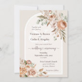 Invitation Lumière Terre Tone Floral Russe Boho Mariage (Devant)