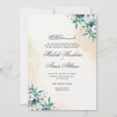 Invitation Lumière verte Floral, Feuille Mariage musulman isl (Devant)