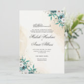 Invitation Lumière verte Floral, Feuille Mariage musulman isl (Debout devant)