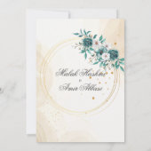 Invitation Lumière verte Floral, Feuille Mariage musulman isl (Dos)