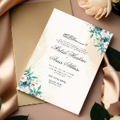 Invitation Lumière verte Floral, Feuille Mariage musulman isl