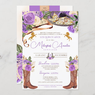 Invitation Lumière violet Rose fantaisie occidentale Charro Q