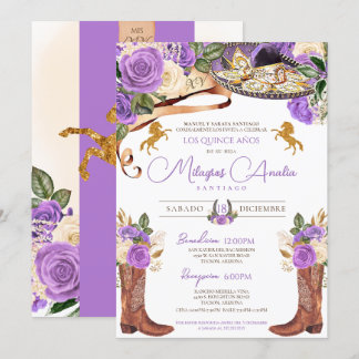 Invitation Lumière violet Rose fantaisie occidentale Charro Q
