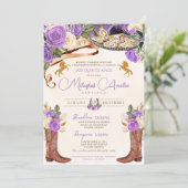 Invitation Lumière violet Rose Ouest Charro Quinceañera (Debout devant)