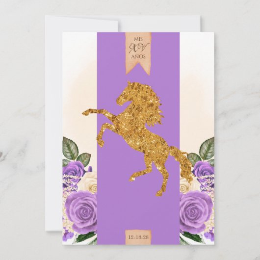 Invitation Lumière violet Rose Ouest Charro Quinceañera (Dos)