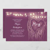 Invitation lumière violette arbre romantique douche nuptiale (Devant / Derrière)