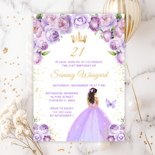 Invitation Lumière violette Brunette Cheveux Princesse Annive