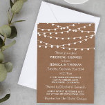 Invitation Lumières À Chaîne Blanche Sur Wedding shower Kraft<br><div class="desc">Lumières À Chaîne Blanche Sur Les Invitations Rustiques De Wedding shower Kraft.</div>