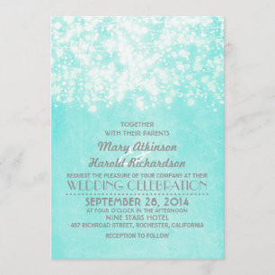 Invitation lumières à chaîne bleu mariage