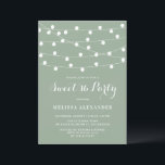 Invitation Lumières à chaîne lunaire Sage Green Sweet 16 Part<br><div class="desc">Invitation fantaisiste et élégante de Sweet sixteen Party avec lumières suspendues blanches. Cette invitation au sweet sixteen personnalisable est parfaite pour les fêtes en plein air. Cette invitation verte douce 16 sauge est parfaite pour n'importe quel thème de fête.</div>