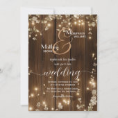 Invitation Lumières à chaîne rustique Détails sur le Mariage (Devant)