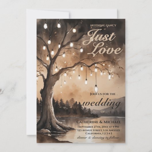 Invitation Lumières À Chaînes Sur Le Mariage campagnard Roman (Devant)