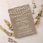 Invitation Lumières à cordes blanches, Wedding shower de Burl<br><div class="desc">Lumières De Chaîne Blanche Sur Les Invitations Rustiques De Wedding shower Burlap.</div>