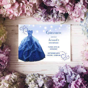 Invitation Lumières à cordes bleu marine Quinceanera