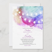 Invitation lumières à cordes d'aquarelle mariage romantique (Devant)