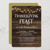 Invitation Lumières à cordes d'automne rustiques et Thanksgiv (Devant / Derrière)