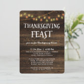 Invitation Lumières à cordes d'automne rustiques et Thanksgiv (Debout devant)